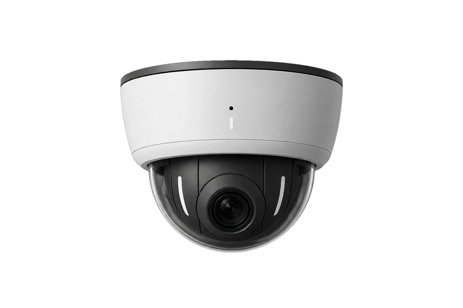 An EntryBit dome camera, shown first as a line drawing and then as the finished unit.